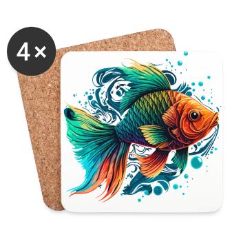 Rainbow Fish Illustration - Coasters (set of 4) - white - Front
