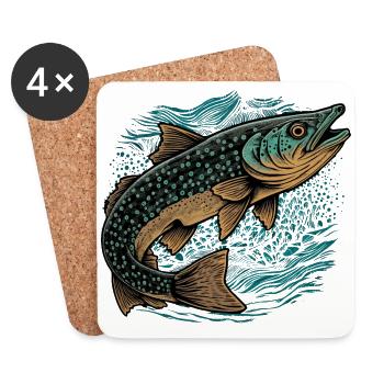 Fisch Kunstwerk - Untersetzer (4er-Set) - Weiß - Vorne