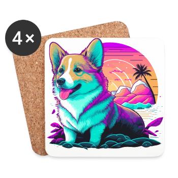 Corgi Beach Day - Coasters (set of 4) - white - Front