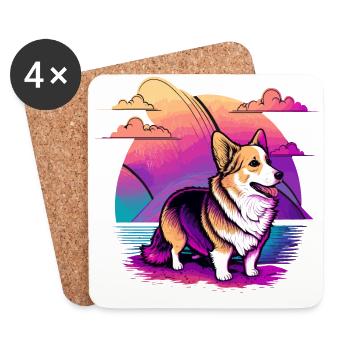 Nice Corgi Art Illustration - Coasters (set of 4) - white - Front