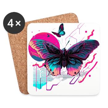 Dreams of Neon Butterfly - Coasters (set of 4) - white - Front