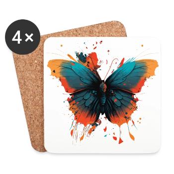 Ailes de papillon - Dessous de verre (lot de 4) - blanc - Devant