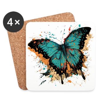 Blue Butterfly - Coasters (set of 4) - white - Front