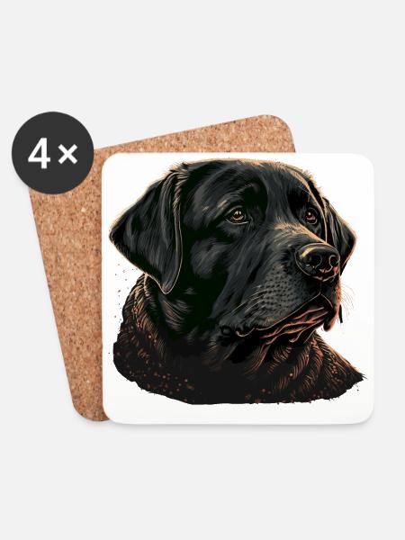Chubby Gesicht Schwarz Labrador Retriever - Untersetzer (4er-Set) - Weiß