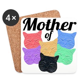 Katzenmutter - Mère des chats - Dessous de verre (lot de 4) - blanc - Devant
