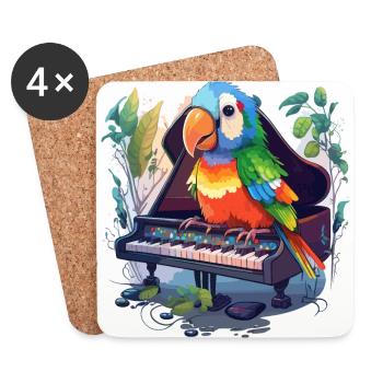 Parrot Pianist - Coasters (set of 4) - white - Front