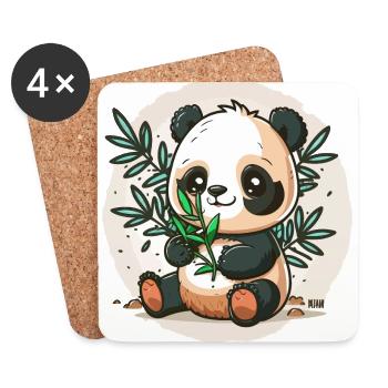 Bambus-liebender Panda - Untersetzer (4er-Set) - Weiß - Vorne