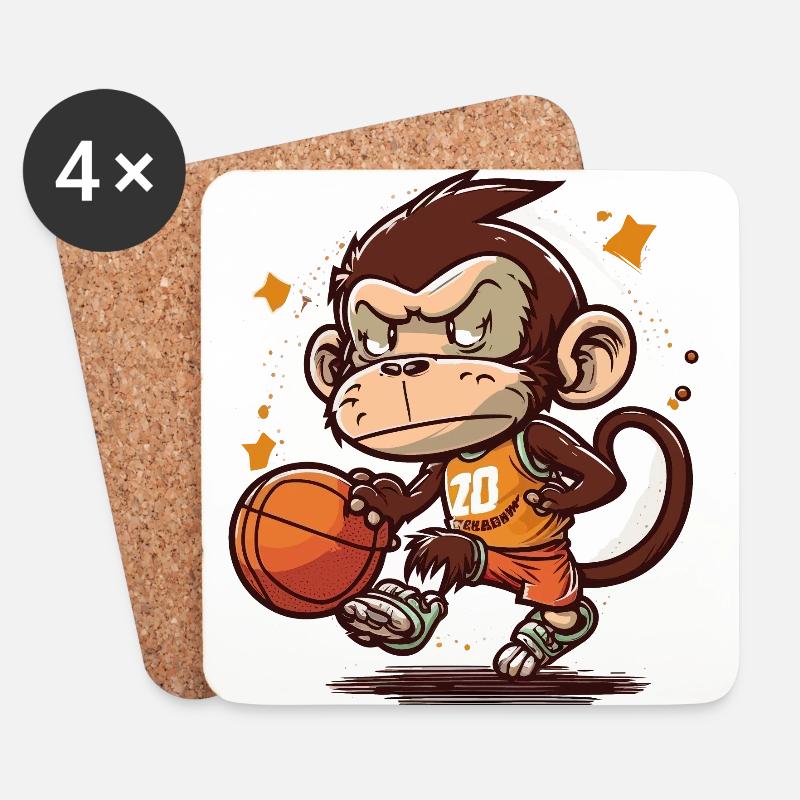 Affen-Baller - Untersetzer (4er-Set) - Weiß