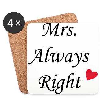 Mrs. Always Right - Untersetzer (4er-Set) - Weiß - Vorne