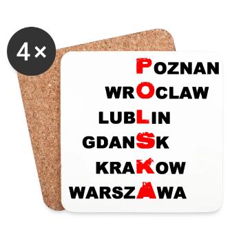 Poland - Polska - Coasters (set of 4) - white - Front