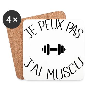 Je peux pas j'ai Muscu - Dessous de verre (lot de 4) - blanc - Devant