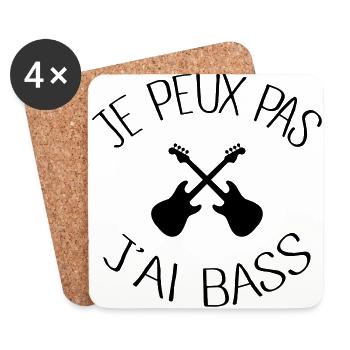 Je peux pas j'ai Bass - Dessous de verre (lot de 4) - blanc - Devant