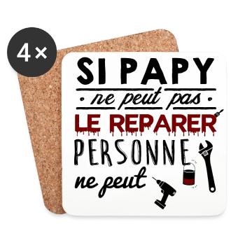 Si papy ne peut pas le réparer personne ne peut - Dessous de verre (lot de 4) - blanc - Devant