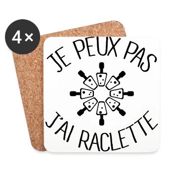 Je peux pas j'ai Raclette - Dessous de verre (lot de 4) - blanc - Devant