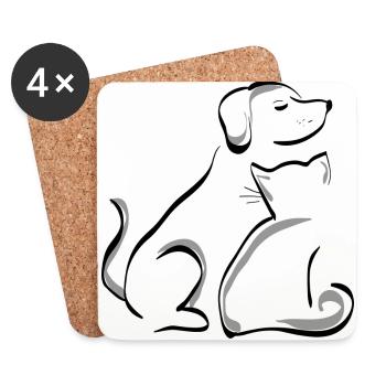 dog and cat - Coasters (set of 4) - white - Front
