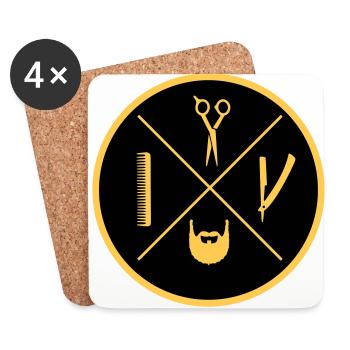 logo barber - Dessous de verre (lot de 4) - blanc - Devant