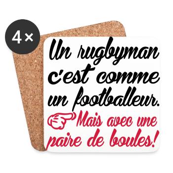 Différence entre un rugbyman et un footballer  - Dessous de verre (lot de 4) - blanc - Devant