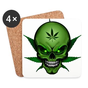 Hanf Totenkopf 001 - Untersetzer (4er-Set) - Weiß - Vorne