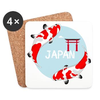 koi carp fish japan Asia goldfish manga red l - Coasters (set of 4) - white - Front