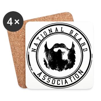 Association nationale Barbe / Mustache Mustache 1c - Dessous de verre (lot de 4) - blanc - Devant