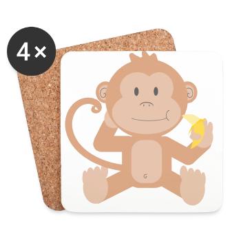 affe schimpanse gorilla pavian orangutan7 - Untersetzer (4er-Set) - Weiß - Vorne