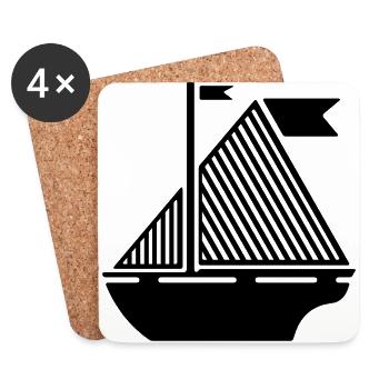 Boot Illustration - Untersetzer (4er-Set) - Weiß - Vorne