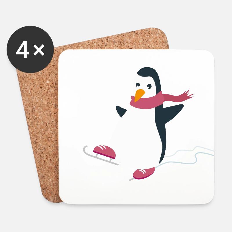 Pinguin - Untersetzer (4er-Set) - Weiß