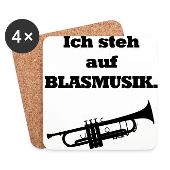 Blasmusik - Wer steht nicht auf Blasmusik - Untersetzer (4er-Set) - Weiß - Vorne