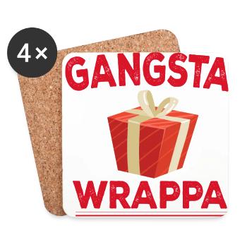 Drôle, humoristique, cadeau de Noël Gangsta Wrappa - Dessous de verre (lot de 4) - blanc - Devant