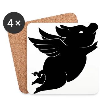 Pig - cochon avec des ailes - Dessous de verre (lot de 4) - blanc - Devant