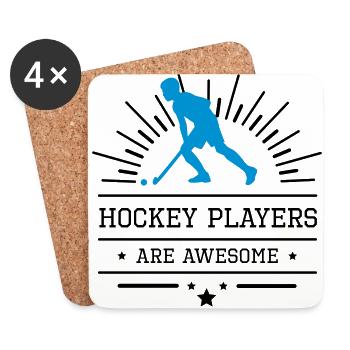 Hockey players are awesome, blue - Coasters (set of 4) - white - Front