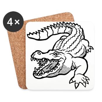 shirt Crocodile pour les enfants cadeau d'anniversaire - Dessous de verre (lot de 4) - blanc - Devant