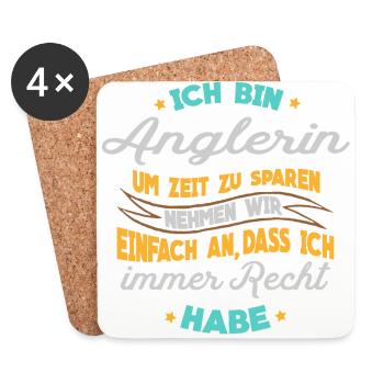 Angeln - Ich bin Anglerin - Untersetzer (4er-Set) - Weiß - Vorne