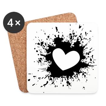 Heart black white - Coasters (set of 4) - white - Front