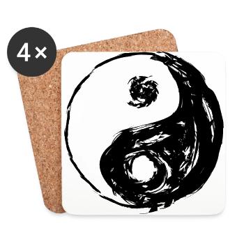 YIN und YANG ausgefranste cooles Aussehen - Untersetzer (4er-Set) - Weiß - Vorne