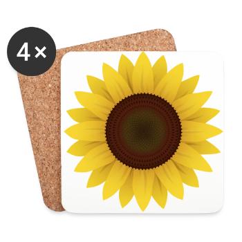 Sonnenblume Geschenk Idee - Untersetzer (4er-Set) - Weiß - Vorne
