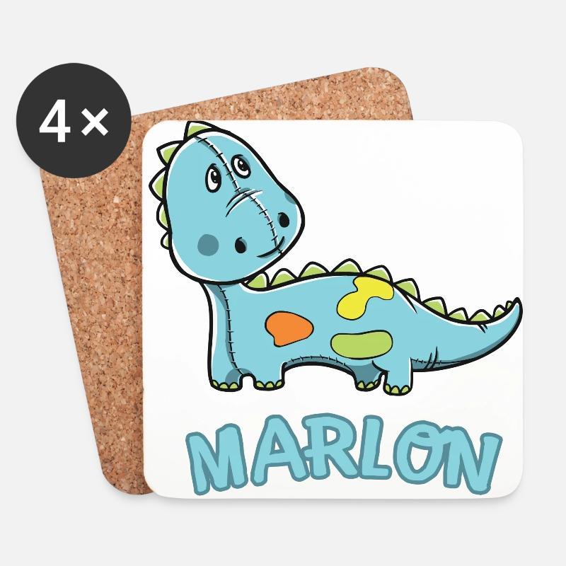 Dinosaurier lustig Kind Marlon Geschenk Geburtstag - Untersetzer (4er-Set) - Weiß