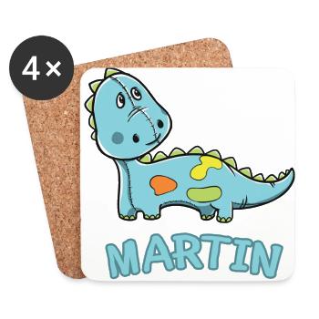 Dinosaurier lustig Kind Martin Geschenk Geburtstag - Untersetzer (4er-Set) - Weiß - Vorne