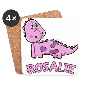 Dinosaurier lustig Kind Rosalie Geschenk Geburtsta - Untersetzer (4er-Set) - Weiß - Vorne