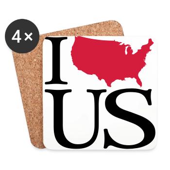 Je nous aime - I love Etats-Unis - Dessous de verre (lot de 4) - blanc - Devant