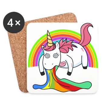Puking unicorn rainbow - Coasters (set of 4) - white - Front