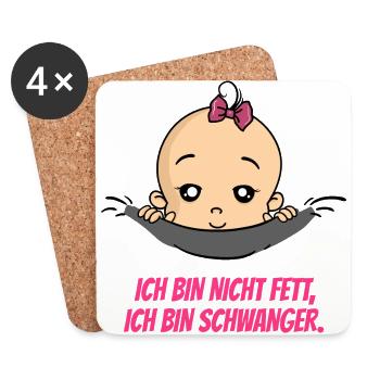 Ich Bin Nicht Fett Schwangerschaft Baby - Untersetzer (4er-Set) - Weiß - Vorne