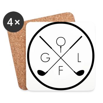 Golf Kreuz Symbol Schläger Ball Club Geschenk - Untersetzer (4er-Set) - Weiß - Vorne
