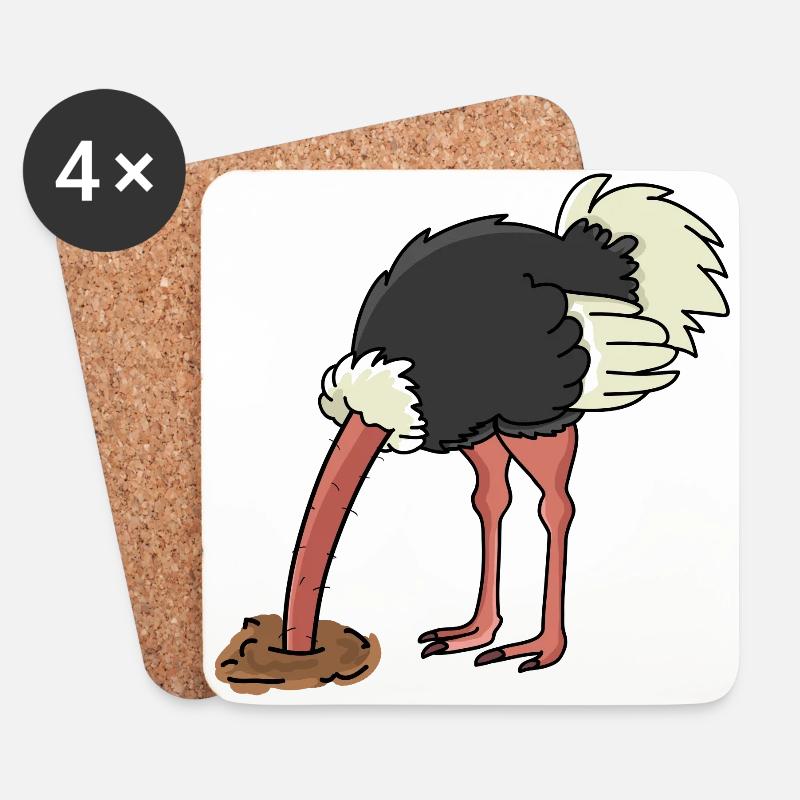 Vogelstrauß Vogel Strauß - Untersetzer (4er-Set) - Weiß