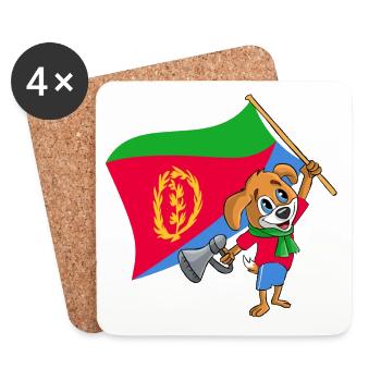 Eritrea fan dog - Coasters (set of 4) - white - Front