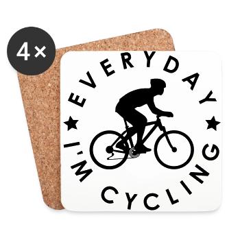 Everyday I'm cycling 1c - Coasters (set of 4) - white - Front
