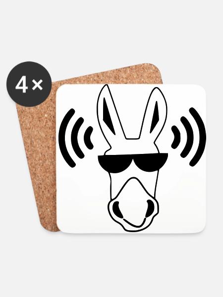 Coolster WiFi / Musik Esel mit Sonnenbrille - Untersetzer (4er-Set) - Weiß