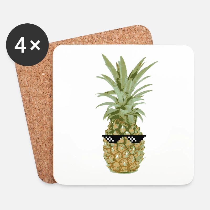 Th.. Life Ananas Geschenk Idee - Untersetzer (4er-Set) - Weiß