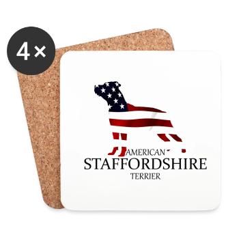 American Staffordshire Terrier Hund Silhouette USA - Untersetzer (4er-Set) - Weiß - Vorne