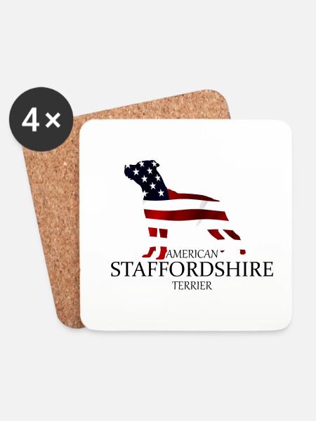 American Staffordshire Terrier Hund Silhouette USA - Untersetzer (4er-Set) - Weiß